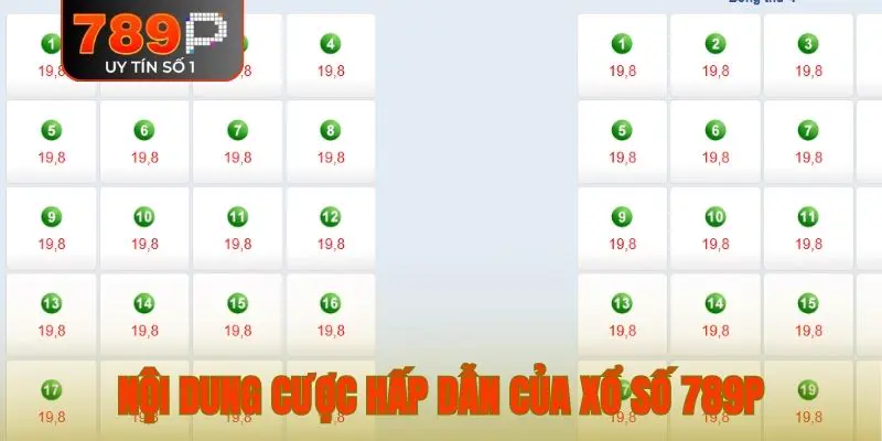 Nội dung cược hấp dẫn của xổ số 789P