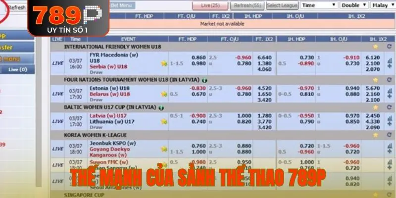 Thế mạnh của sảnh thể thao 789P