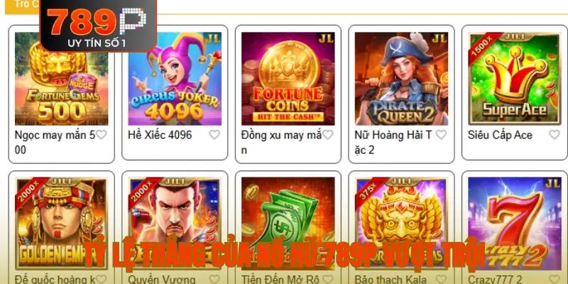 Tỷ lệ thắng của nổ hũ 789P vượt trội